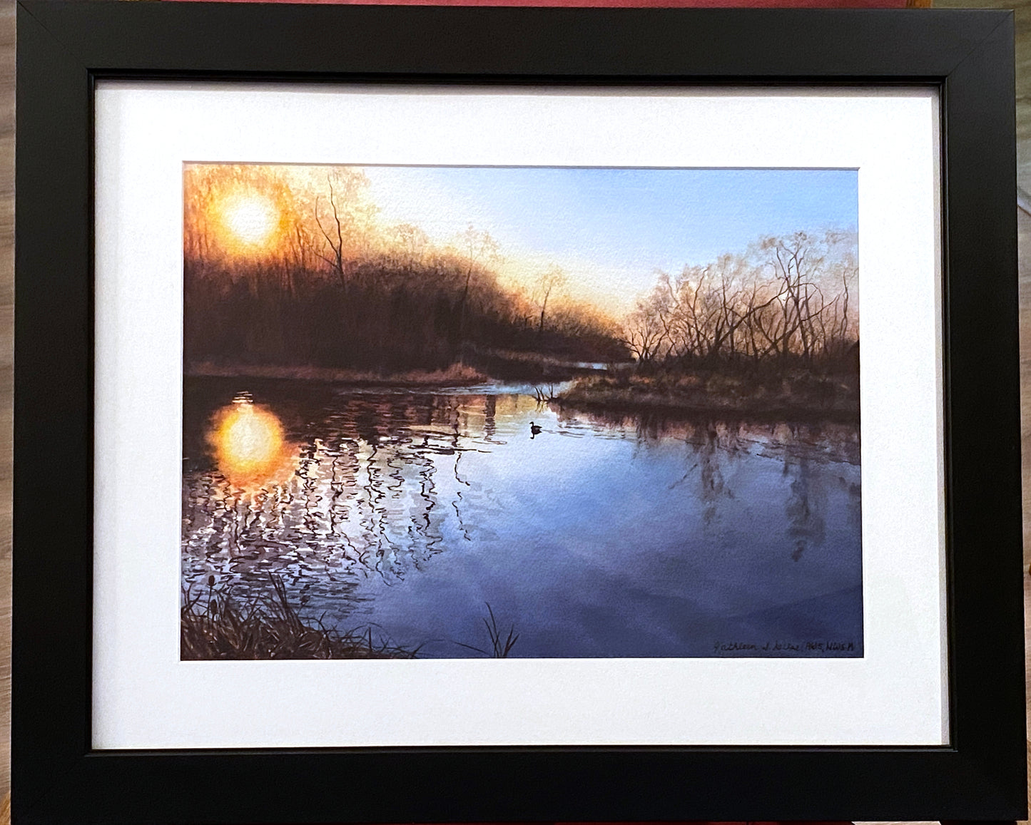 Original Watercolor Painting Sunset Lake Ontario