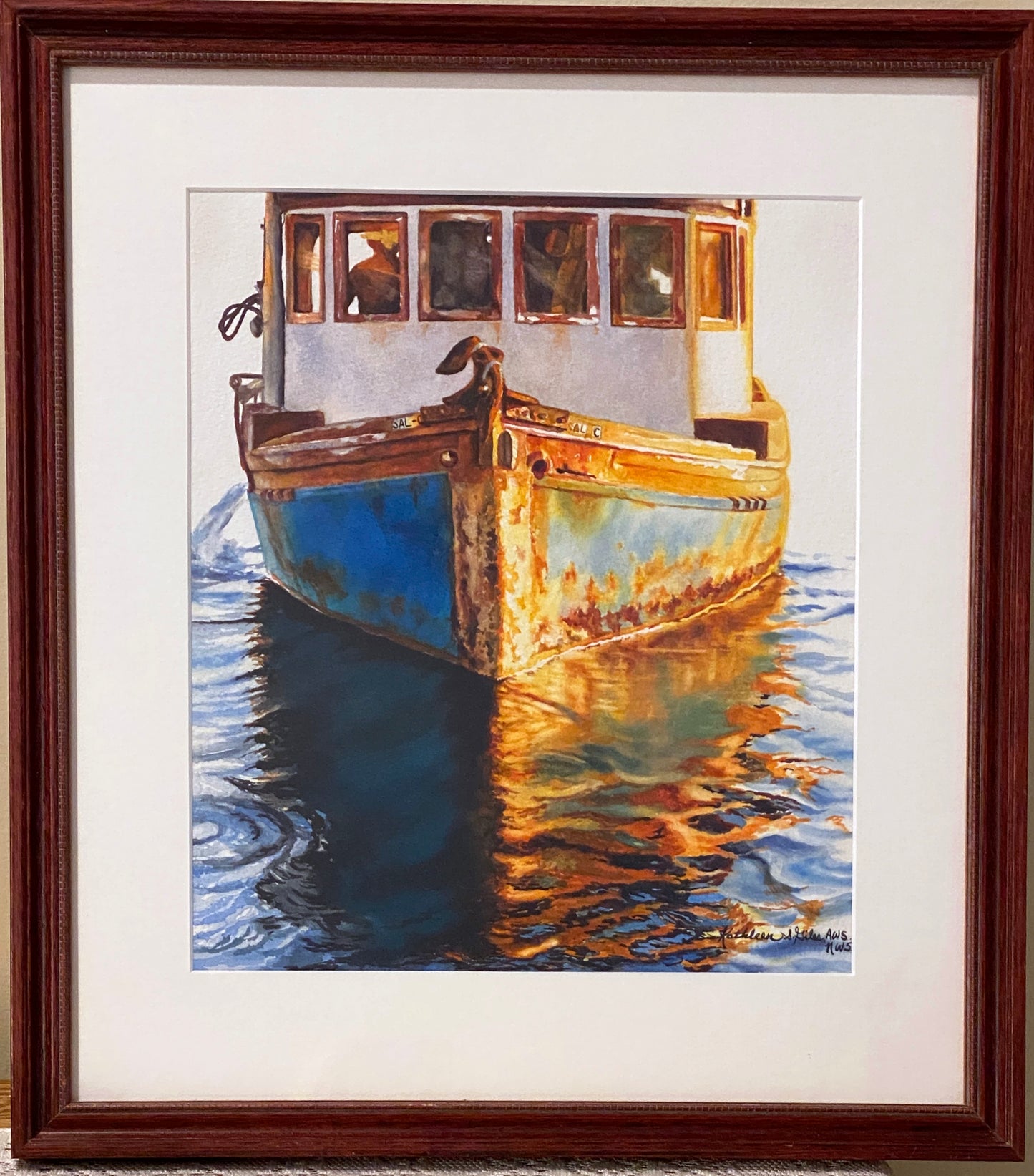 Original Watercolor painting of Fishing Boat