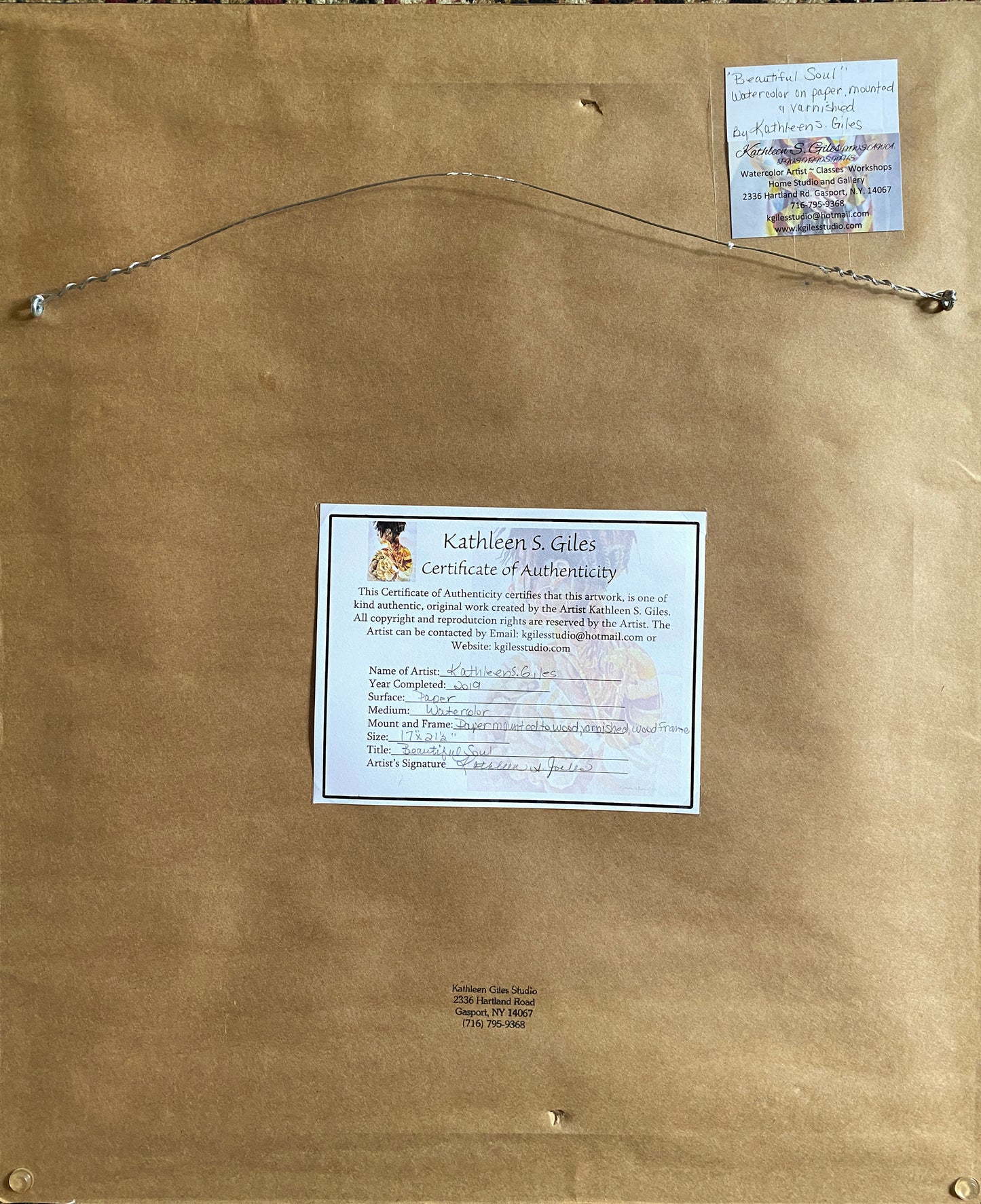 The back of the frame is papered and wired, ready to hang. There is a signed Certificate of Authenticity..