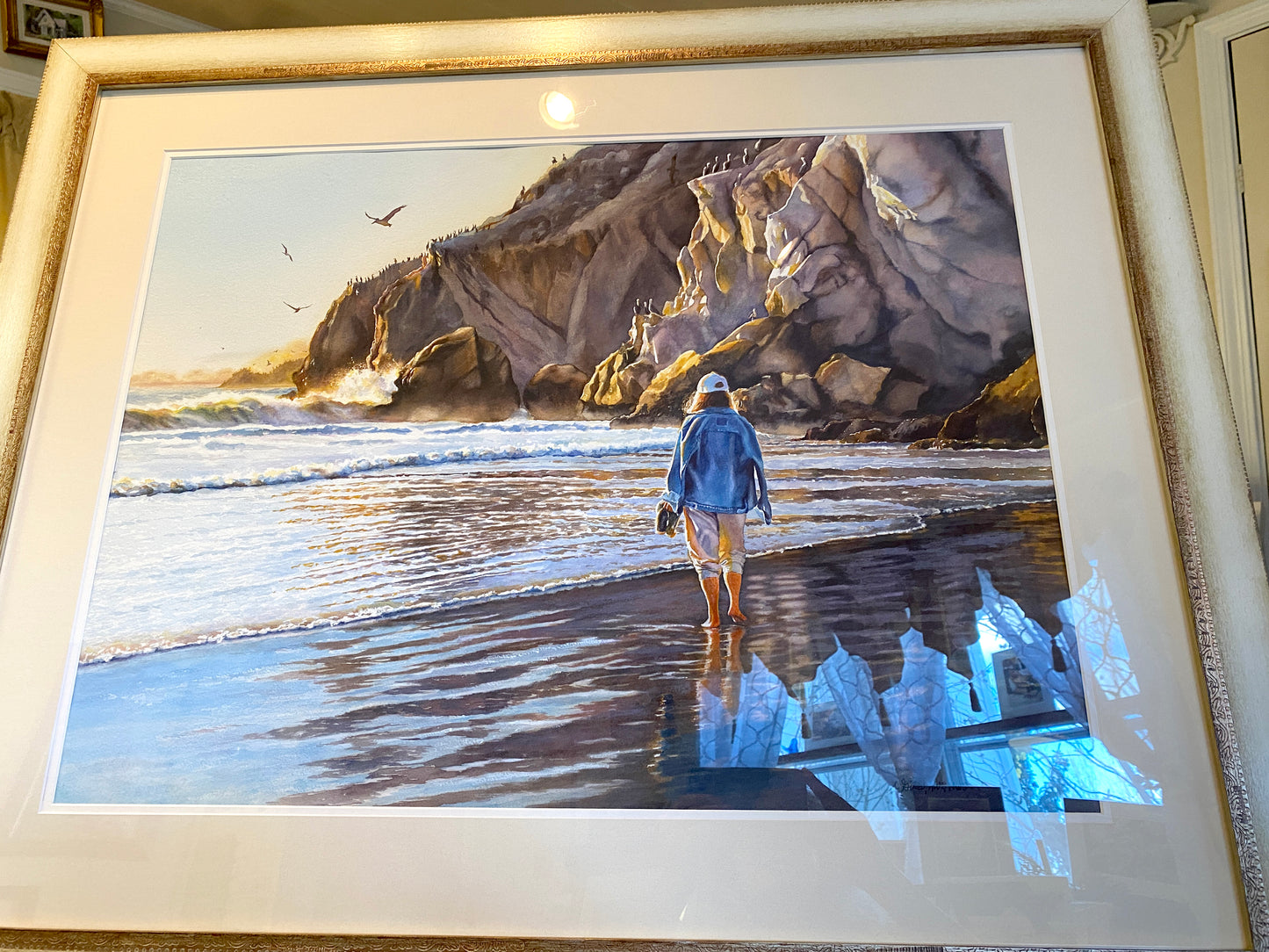 Original Watercolor Painting Walking Pismo Beach