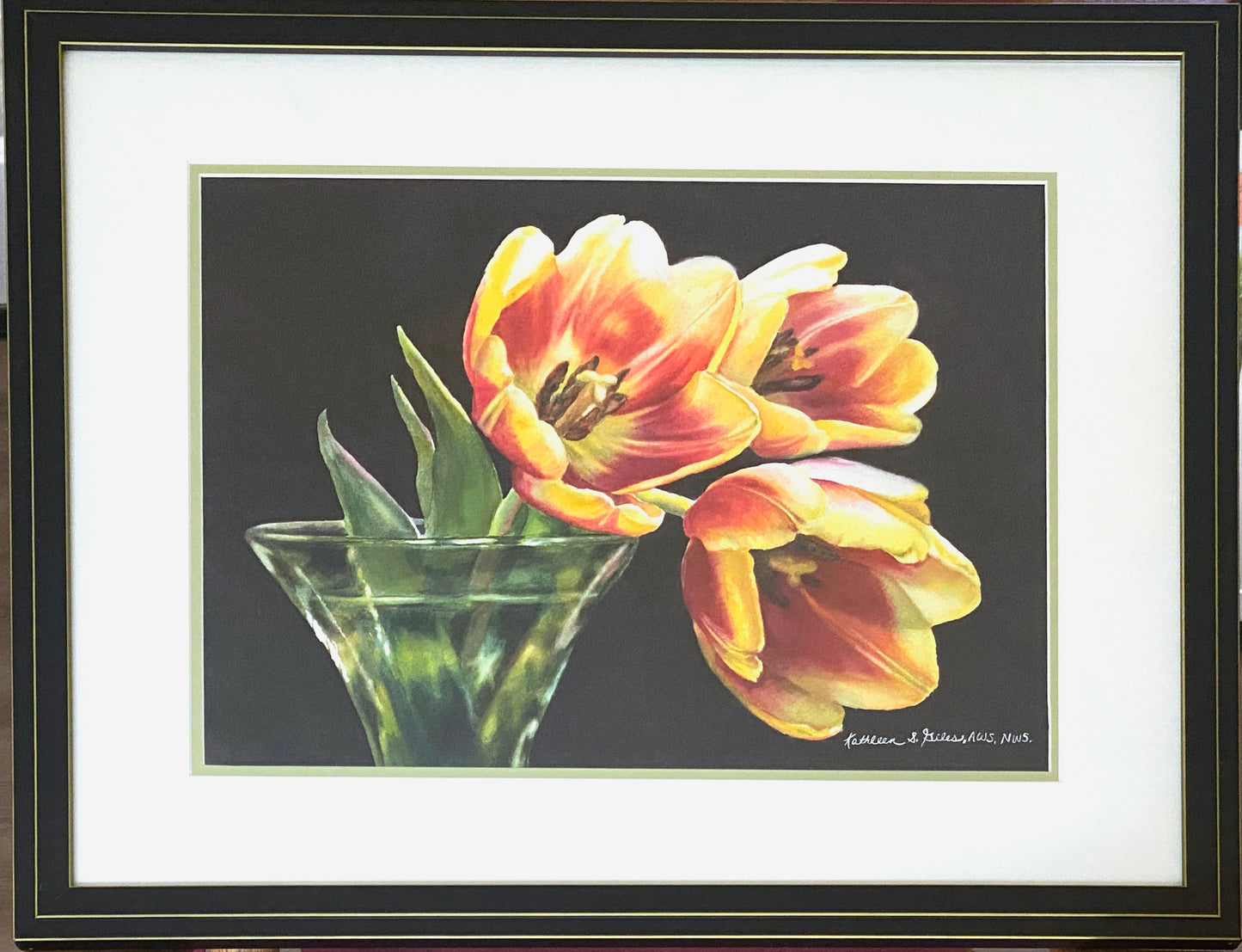 Original Watercolor Yellow Tulips