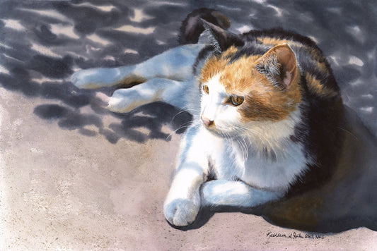 Original Watercolor Painting of "Lounging Cat"