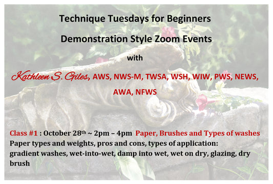 Technique Tuesdays: Paper, Brushes and Types of Washes Live on Zoom