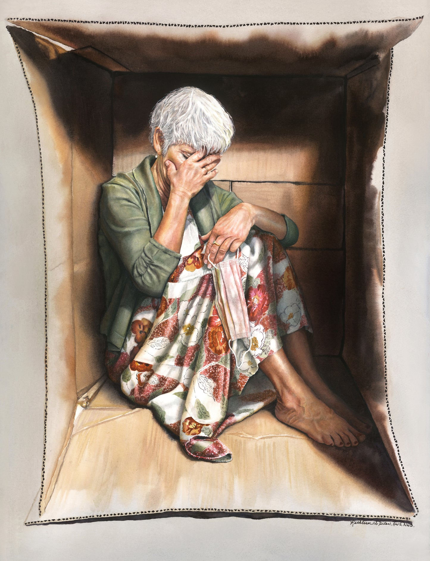 Original Watercolor Painting of "Life is Feeling Boxed In"